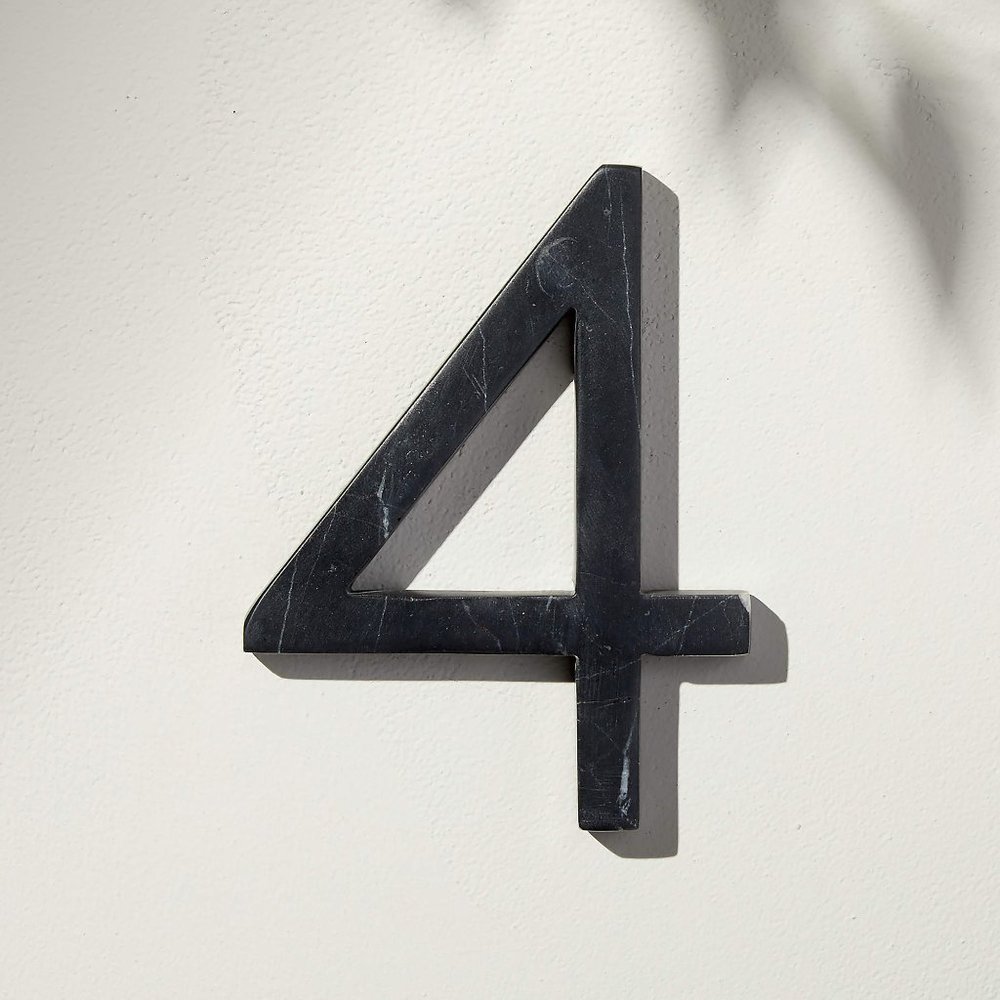 SOLD - CB2 Aurele 6" Black Marble House Number 4